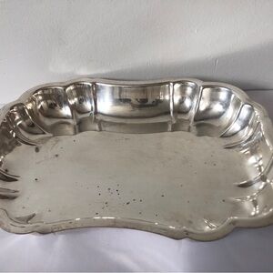 Vintage Silver Plated Deep Tray with ornate handles